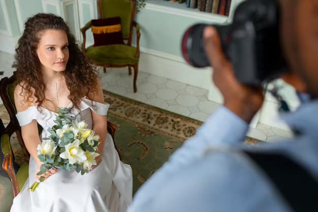 Image illustrant un photographe qui prend en photo la mariée